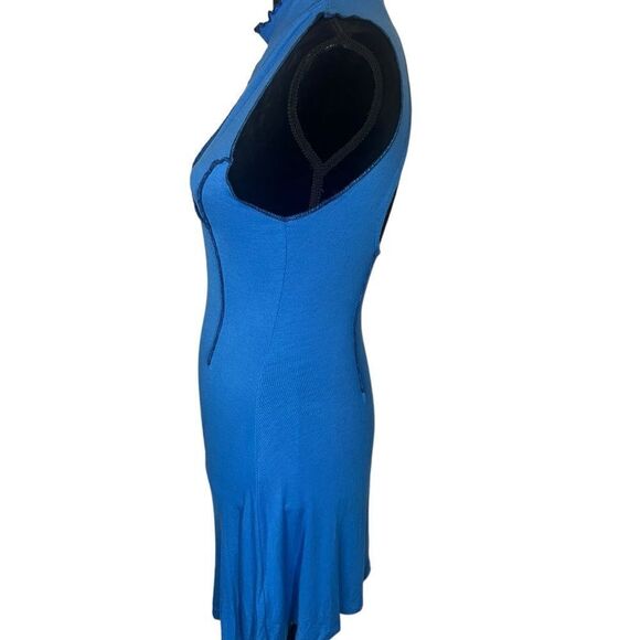 URBAN OUTFITTERS BLUE RIBBED HIGH NECK DRESS WOMENS SIZE MEDIUM SLEEVELESS - Picture 5 of 10